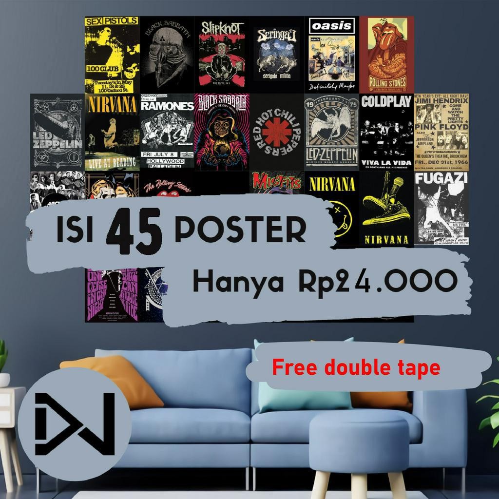 TERBARU POSTER BAND ISI 45pcs | DELUSIONWALL | POSTER DINDING BAND | POSTER ART PAPER 260gsm | POSTE