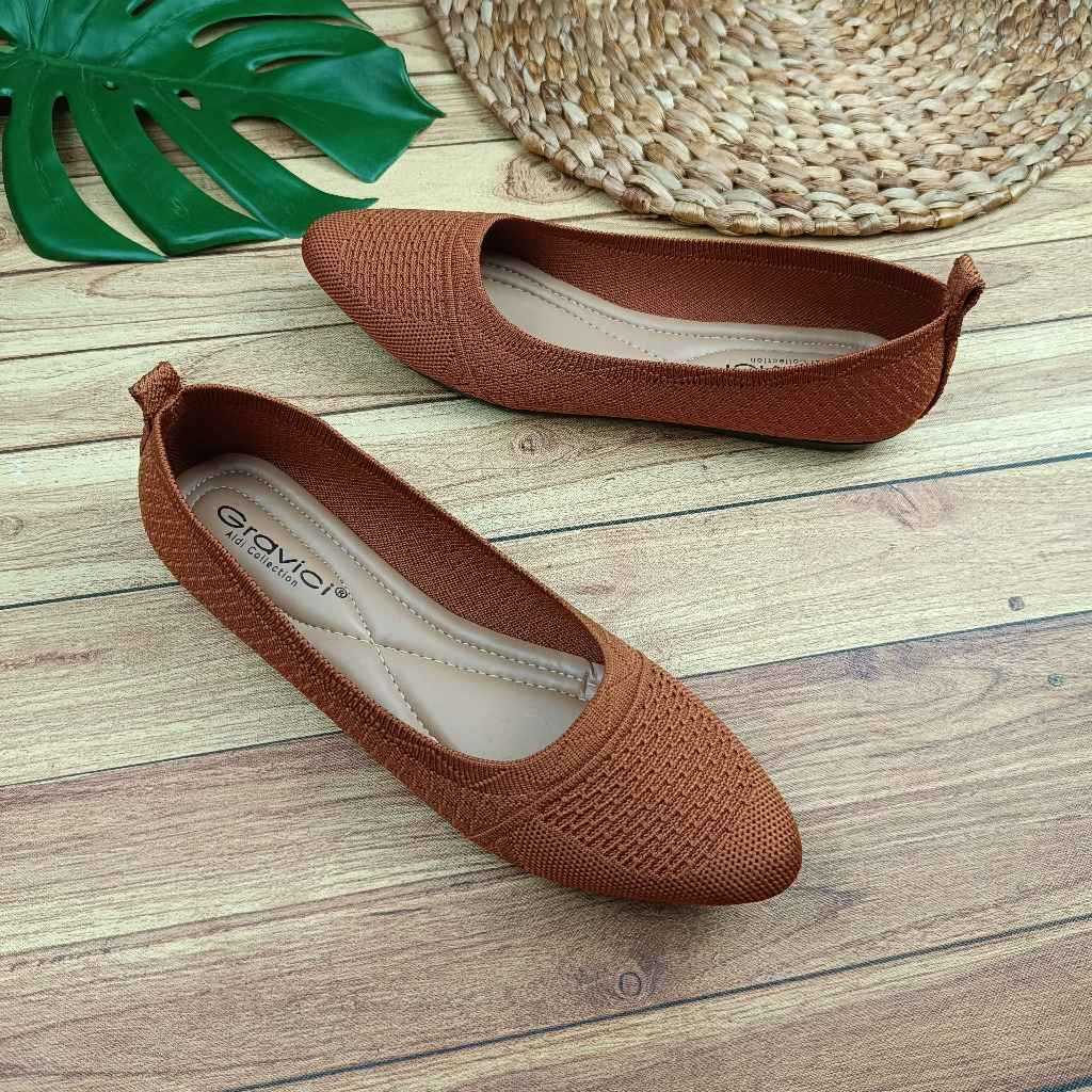 GRAVICI - SEPATU FLAT RAJUT WANITA TRENDY DO-25