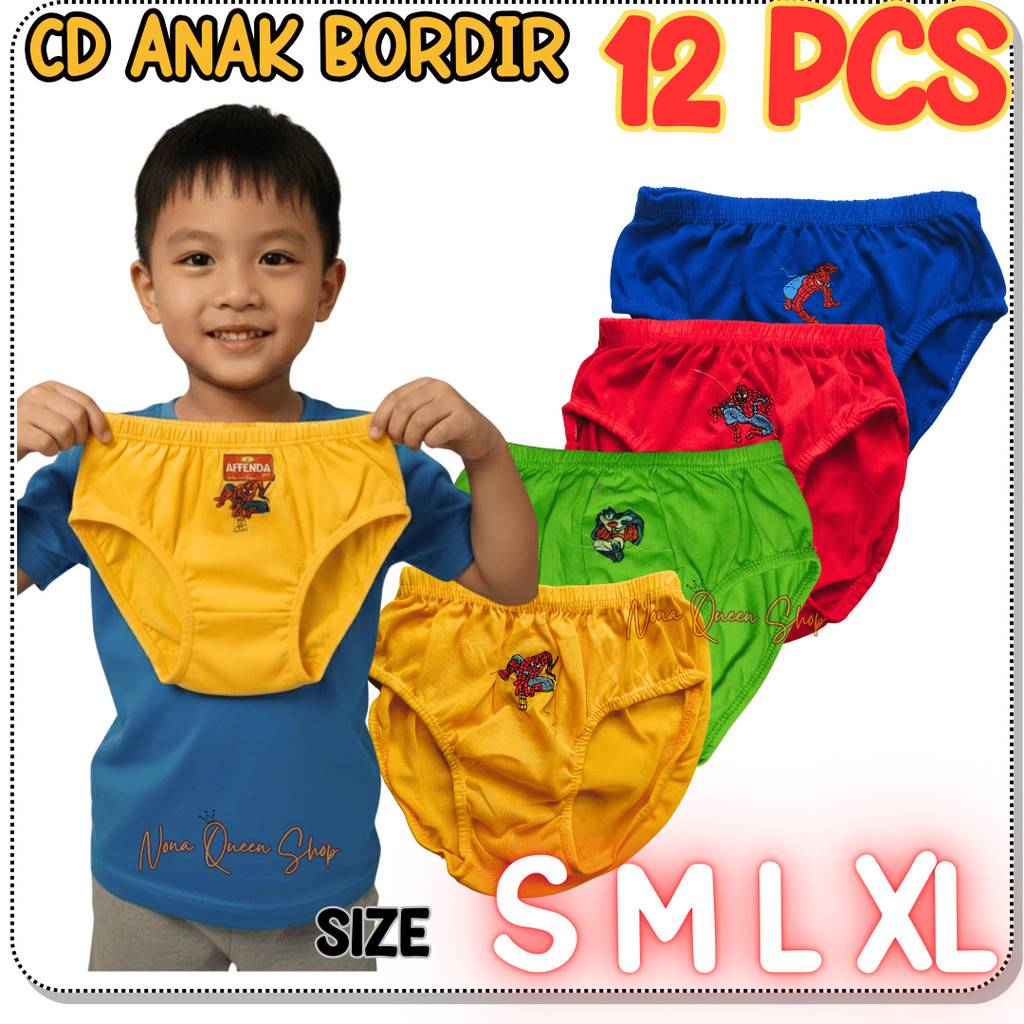Bundling Mantap 12 Pcs CD Anak Cowok Bordir Katun NYAMAN Awet