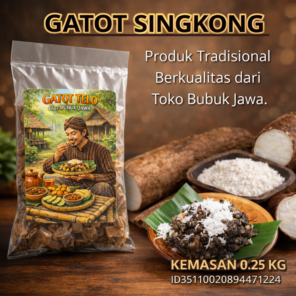 ( Gaplek Gatot ) Gatot Telo Gatot Instan kemasan 250 Gram Nikmat lezat makanan tradisional jawa gato