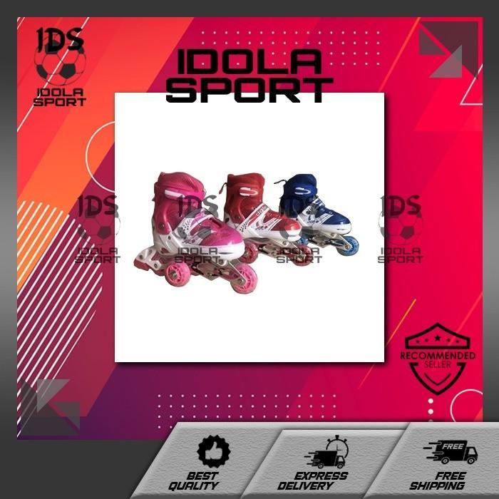 SEPATU RODA + DEKER PENGAMAN + HELM SEPEDA / SEPATU RODA ANAK - Hitam, S