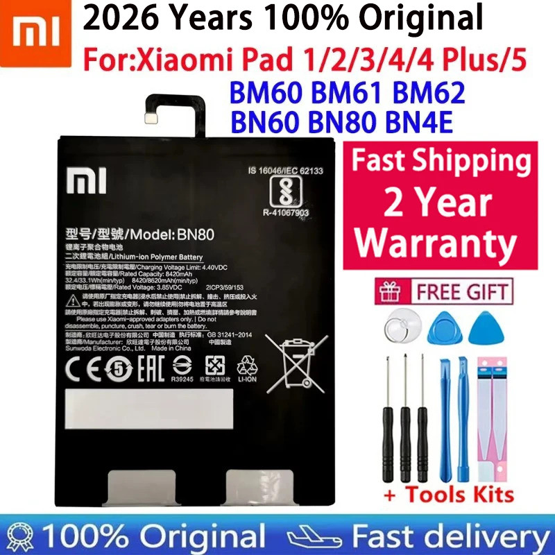 100% Orginal Tablet Replacement Battery For Xiaomi Pad 1 2 3 4 4  Plus 5 Mipad 1 2 3 4 4Plus 5 High 