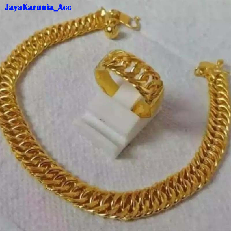 Gelang Rantai Free Cincin Rantai Gold Lapis Emas Muda 24k Kadar 18,9 anti Karat Berat 10gram Ada Sur