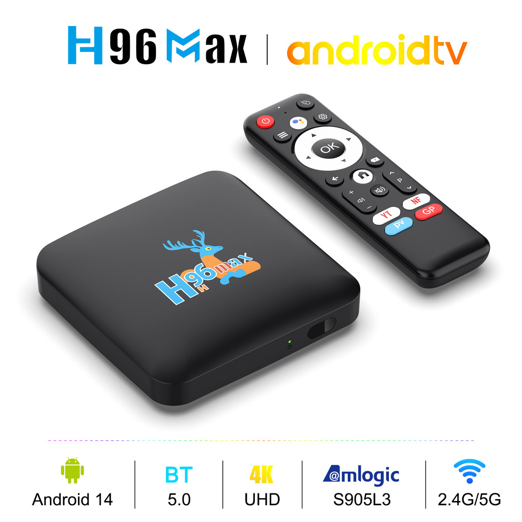 H96 MAX S905L3 Android 14 Smart TV Box 4K HD Decoder Dual Band WiFi BT4.0 Google Assistant Set Top B