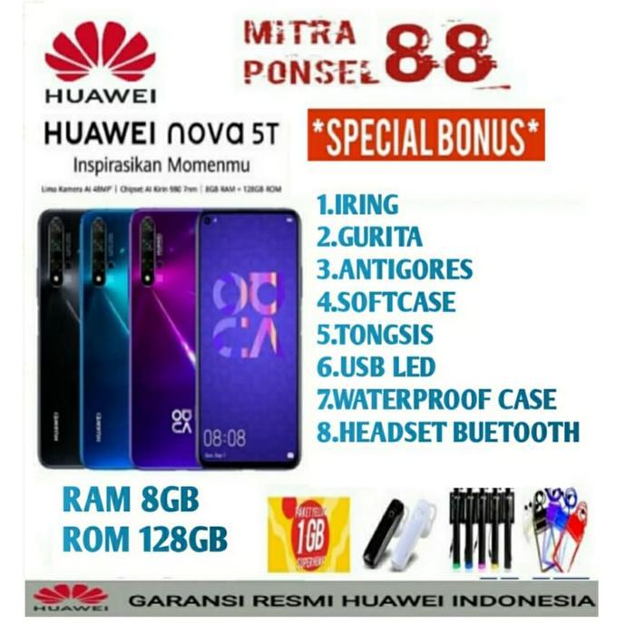 HUAWEI NOVA 5T RAM 8/128 GARANSI RESMI HUAWEI INDONESIA - Biru