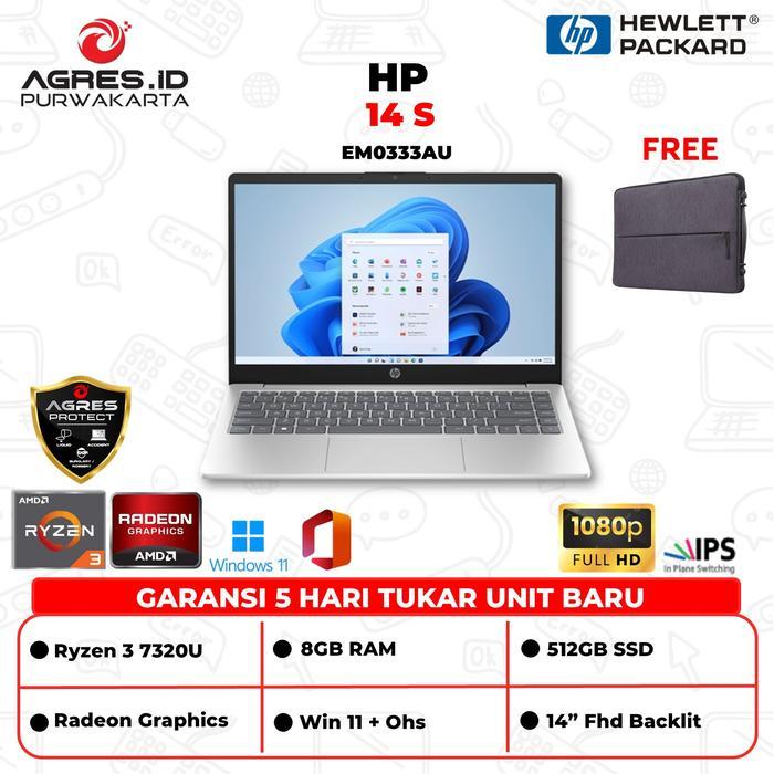 PROMO DISCON CUCI GUDANG Hp 14 Ryzen 3 7320 Ram 8GB Ssd 512GB Win 11+Ohs 2021 14" Fhd Ips Backlit - 