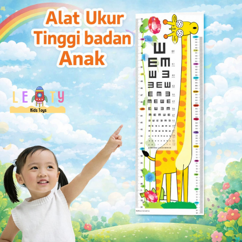 Alat Ukur Tinggi Badan Anak Karakter Jerapah Meteran Dinding Anak Stiker Pengukur Tinggi Bayi Lucu