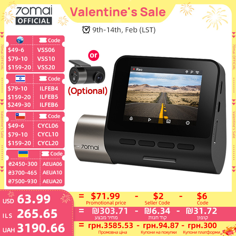 70mai Pro Plus Dash Cam A500S 1944P 70mai Kamera DVR Mobil GPS ADAS 140FOV Monitor Parkir 24 Jam 70m