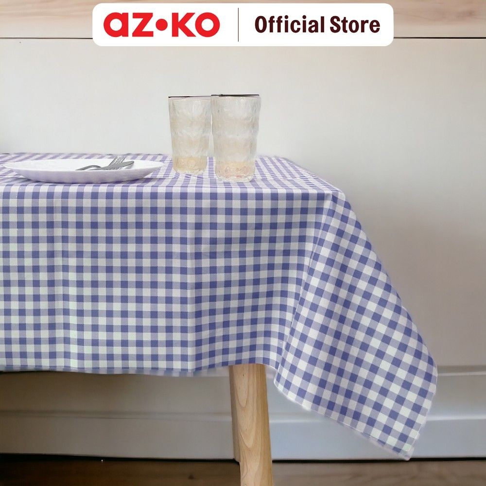 (OLVERA) AZKO Forhom 145x320 Cm Taplak Meja Pvc Gingham - Biru