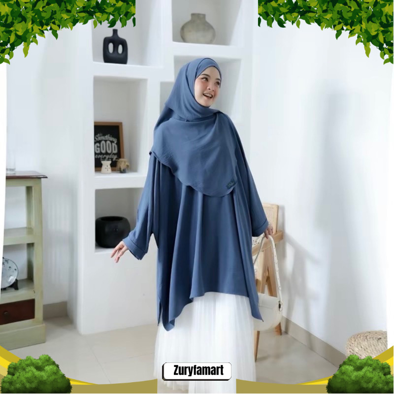 ALEEZA KAFTAN TUNIK | Long tunik wanita bhan crinkle Airplow size L,XL,XXL jumbo bumil busui | kafta