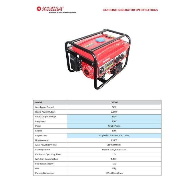 ZH3500 Kenika Gasoline Generator / Genset