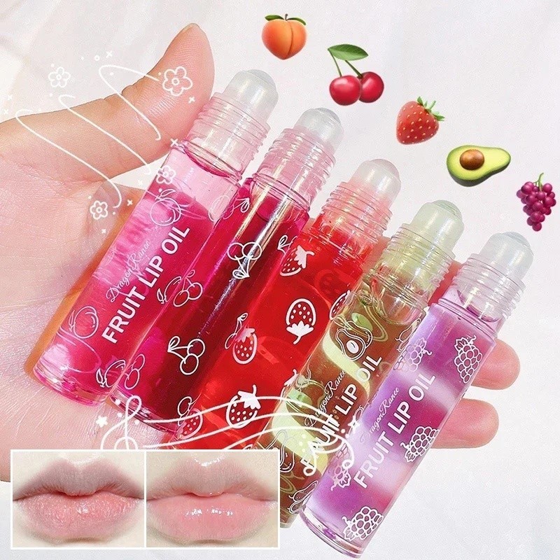 6 Warna Buah Essence Lip Balm Roll-on Lip Oil Moisturizing Mirror Lipstick Transparent Hydrating Lip