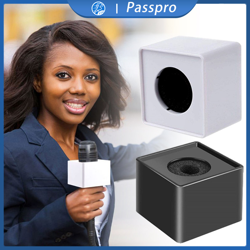 Mic Holder Mic Interview Cube Logo Flag Station Plastik Microphone Holder Untuk Wawancara Wartawan M