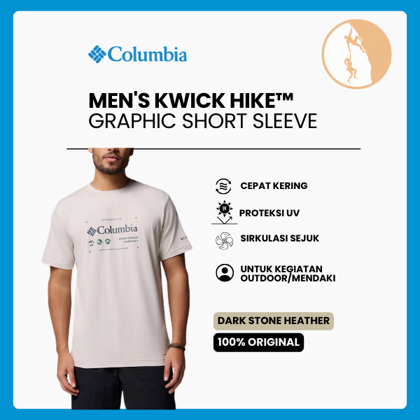 Kaos Outdoor/Hiking Pria - Columbia Men's Kwick Hike™ Graphic Short Sleeve T-Shirt (Dark Stone Heath