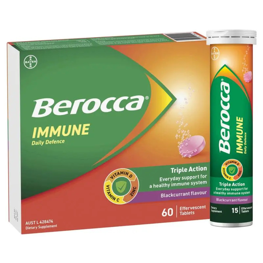 berocca immune vitamin D + C + Zinc Blackcurrent Vitamin D, C & Zinc 60 tablets - Multivitamin Energ