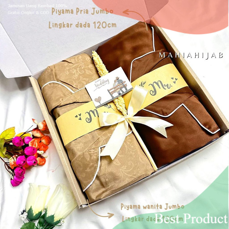 Kado Pernikahan Piyama JUMBO / Gift Set Box Piyama Couple Pasangan / Kado Souvenir Wedding,Anniversa