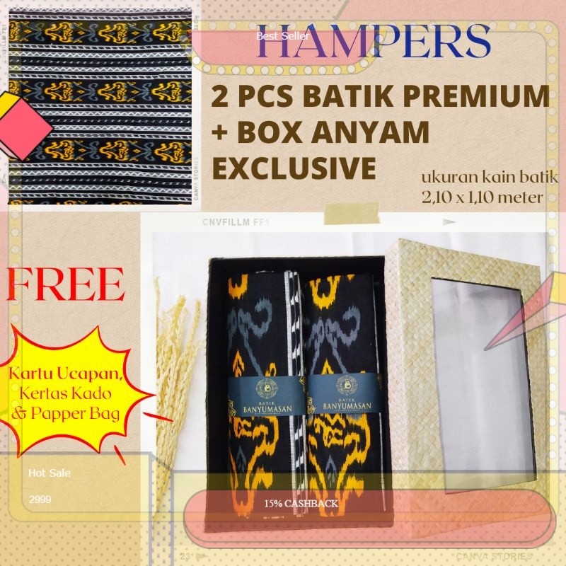 HAMPERS PREMIUM / KADO PERNIKAHAN / KADO WISUDA / KADO ULANG TAHUN MURAH / HAMPERS BATIK 2 PCS / BOX