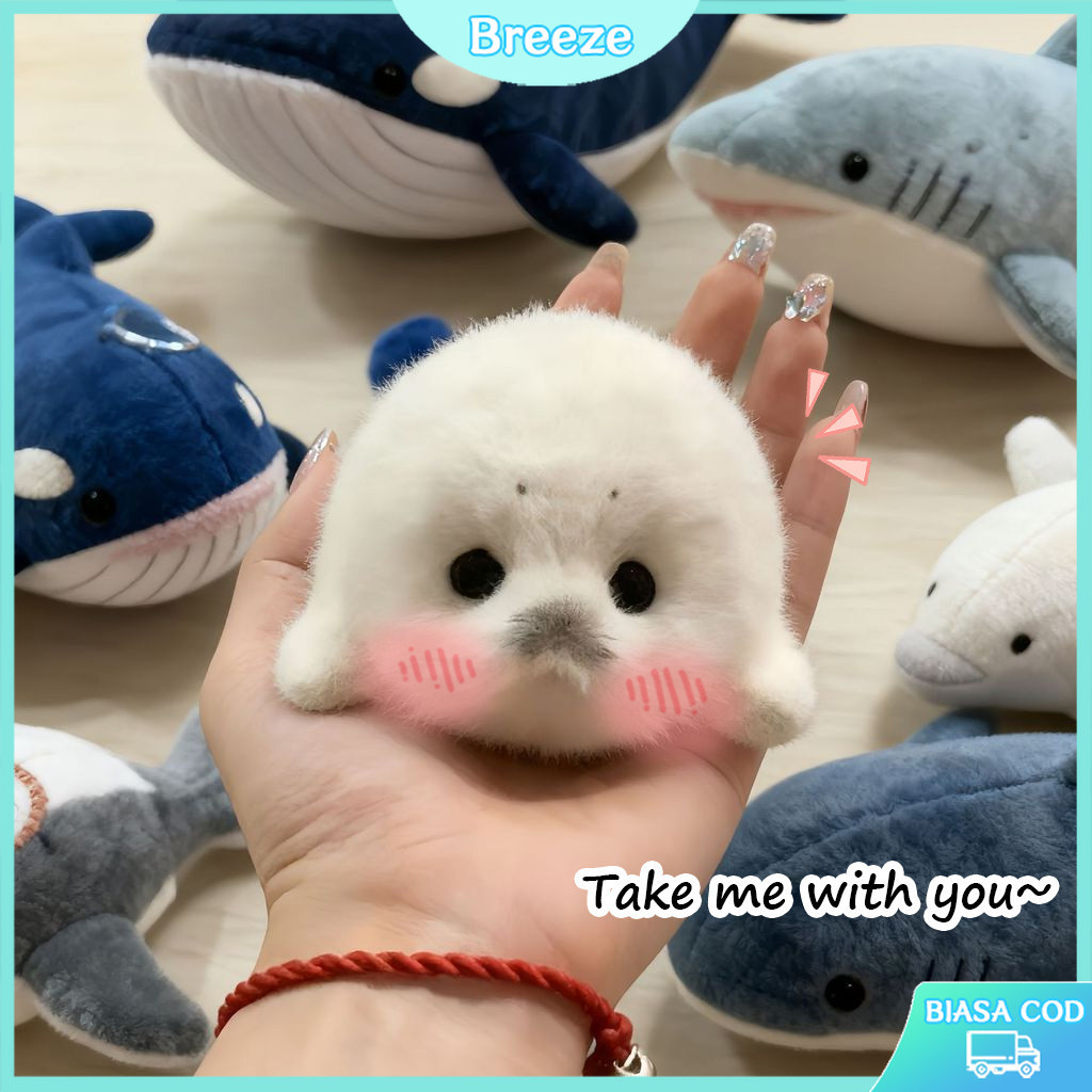 Boneka Anjing Laut Bayi Mini Lucu Lembut Realistis Gantungan Kunci Liontin Tas Hadiah Imut