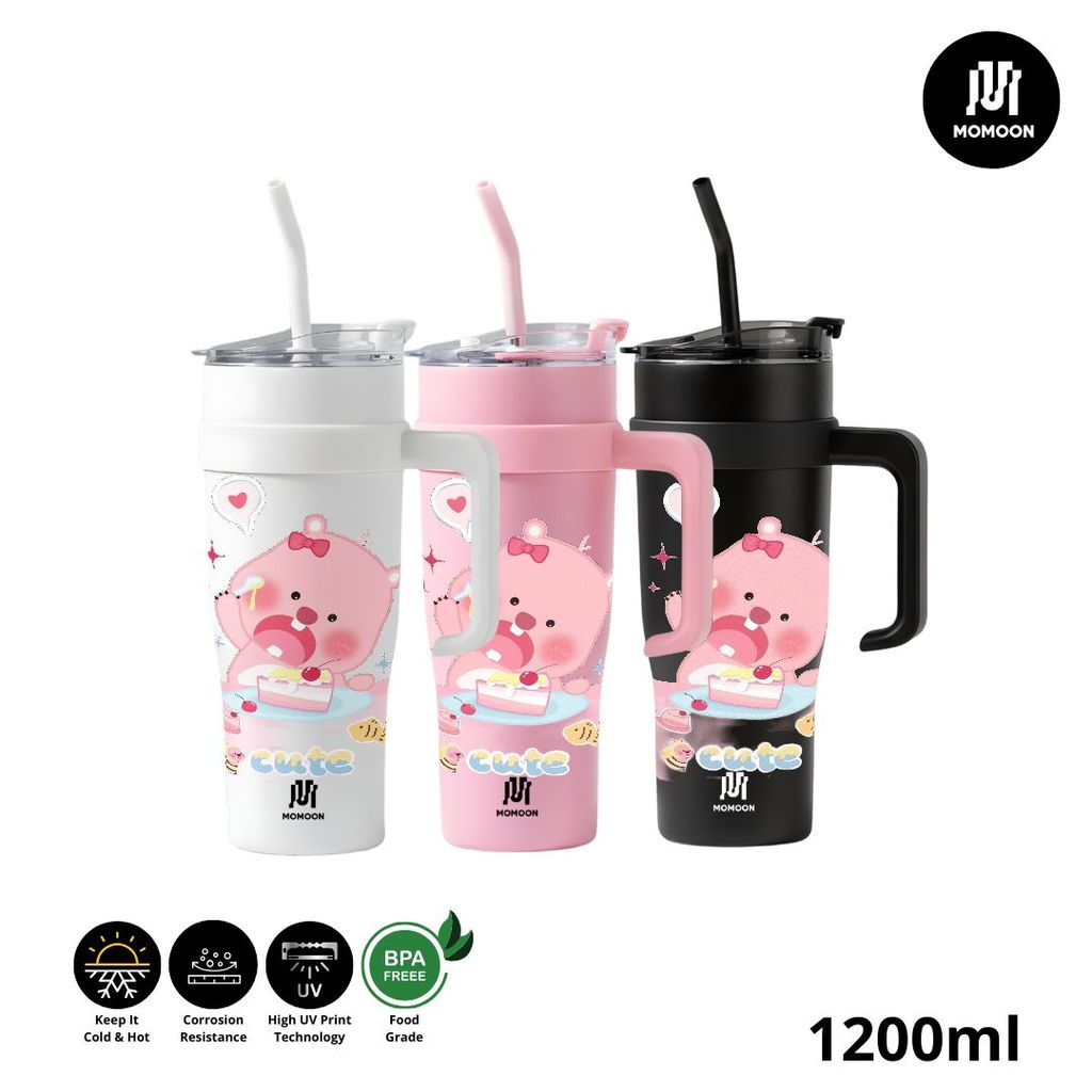 Tumbler Stainless Steel 304 Kapasitas 1200ml ZANMANG LOOPY Karakter Loopy Lucu Warna Putih Merah Mud