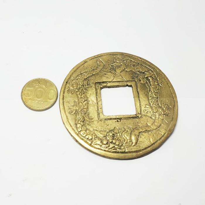 Koin Gobok Cina Naga Kembar Kuningan Antik KJ