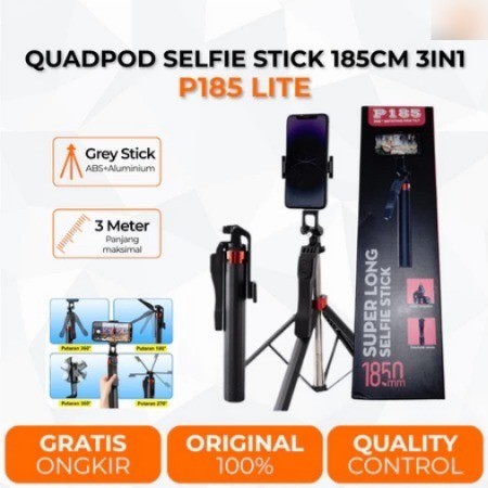 (prepet store) YING - P185 Tripod Bluetooth Selfie Stick Stabilizer 1.8M With Remote Quadpod Penyang