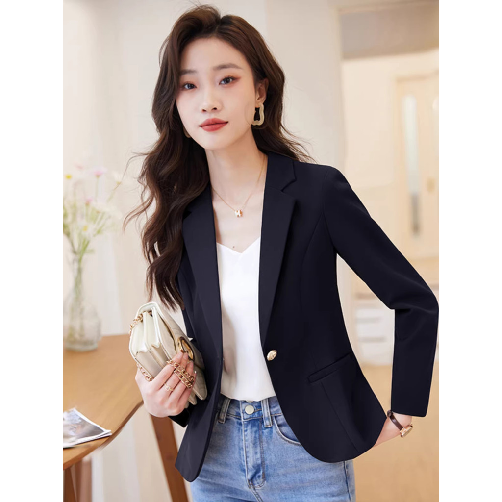 Korean hitam pendek lengan panjang spring outer wanita kekinian press body outer kondangan jumbo pol