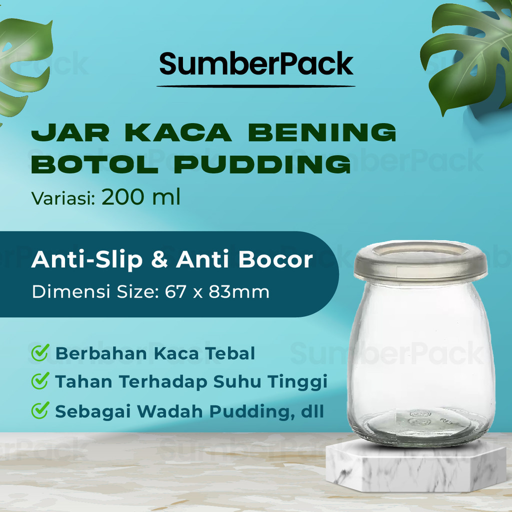 Pudding Jar Glass With Soft PE Lid / Jar Puding Kaca Bening Plastik PE