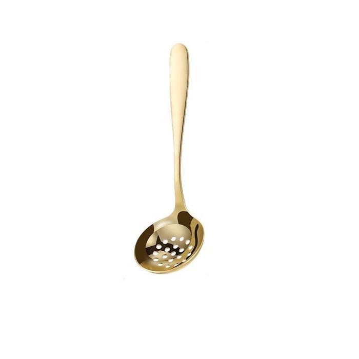 ELtamart Sendok Sayur Gold Soup Ladle SUS 304 Stainless Steel - Berlubang, Gold