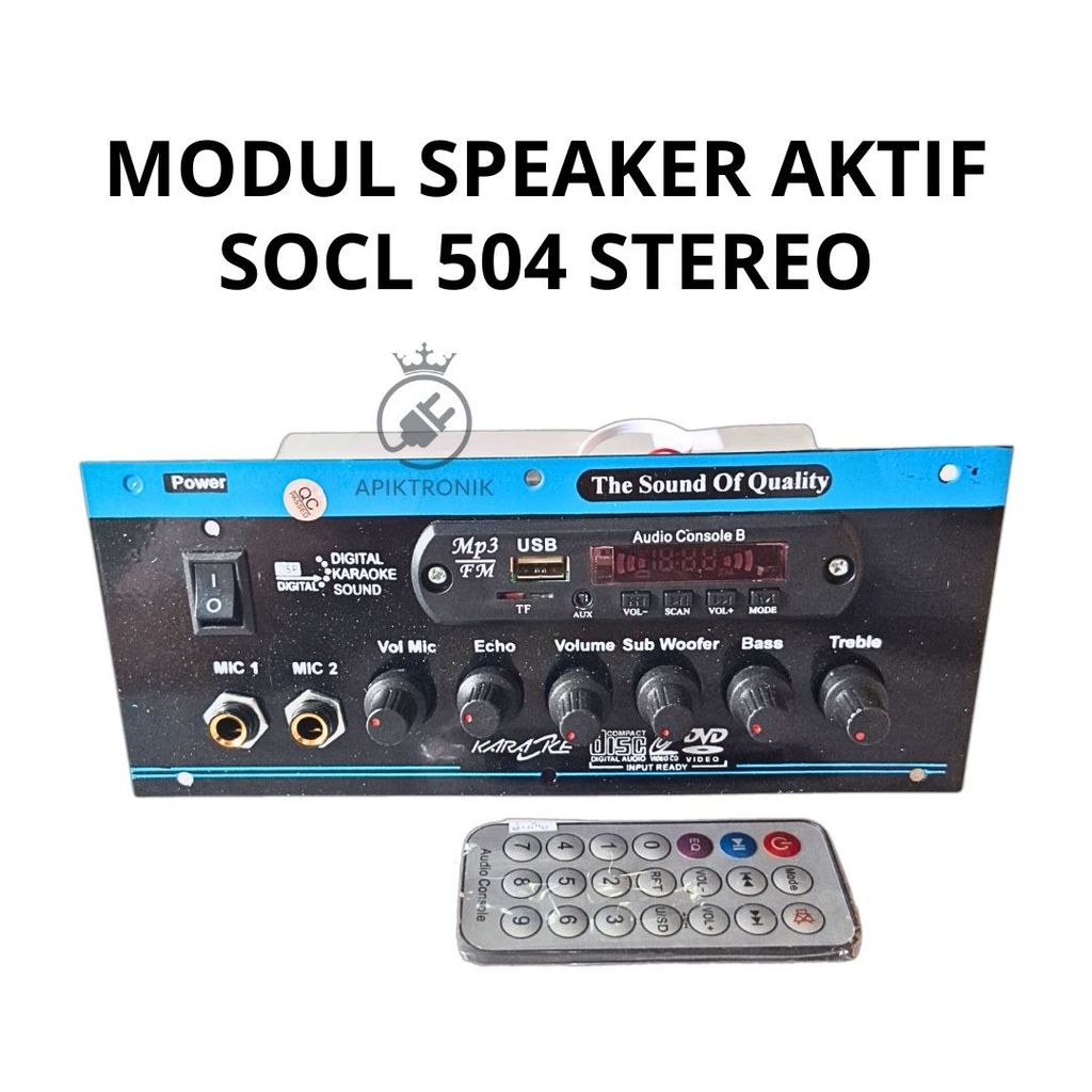 Modul Speaker Aktif Stereo SOCL 504 Lengkap MP3 Bluetooth Karaoke Dobel Mic