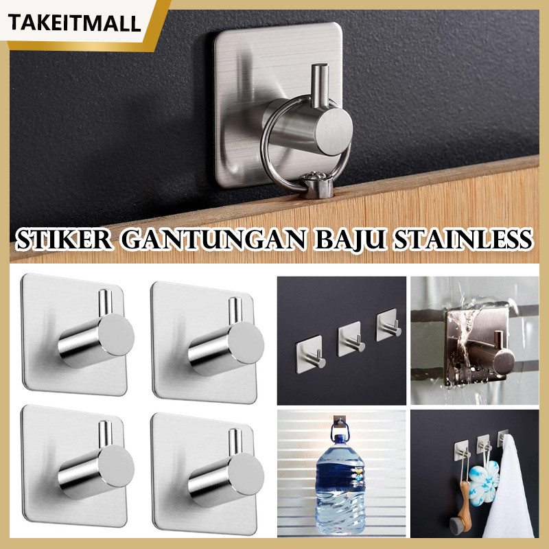 Gantungan Baju Besi Tempel Hook Besi Gantungan Baju Dinding Tempel Stainless Steel Serbaguna