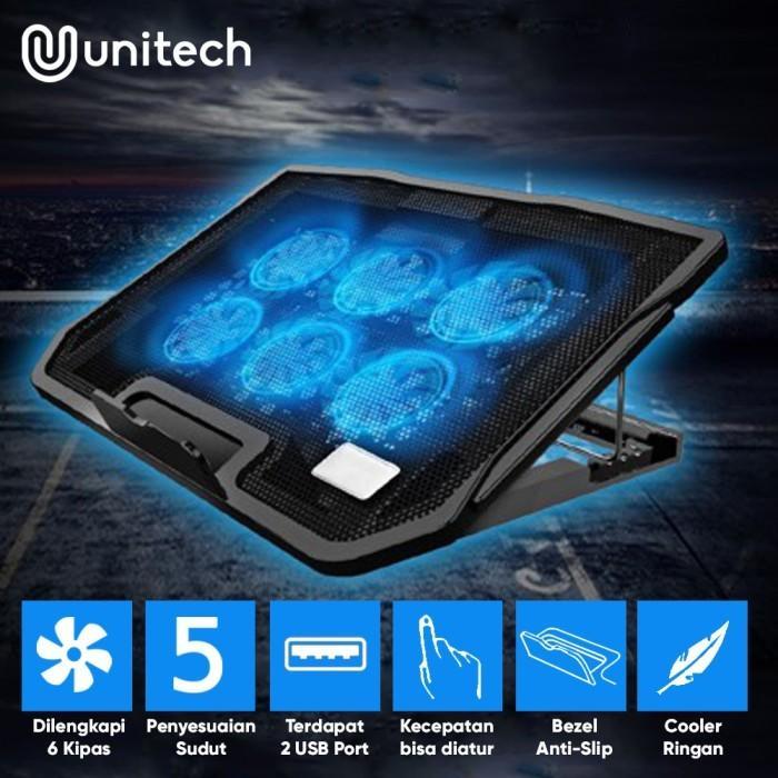 Cooling Pad Coolingpad Laptop 6 Kipas Biru Unitech H9 Silent Cooler