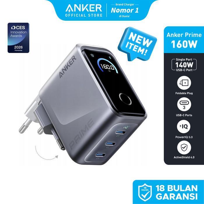 Anker Prime GaN Charger 160W 3 Port Compact USB Type C Smart Display and Touch Control 140W 27W 30W 