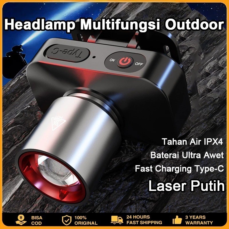 C-IMPORT / Senter Kepala LED ZOOM Cahaya Super Terang Anti Air Senter Kepala Zoom 1000 Lumen