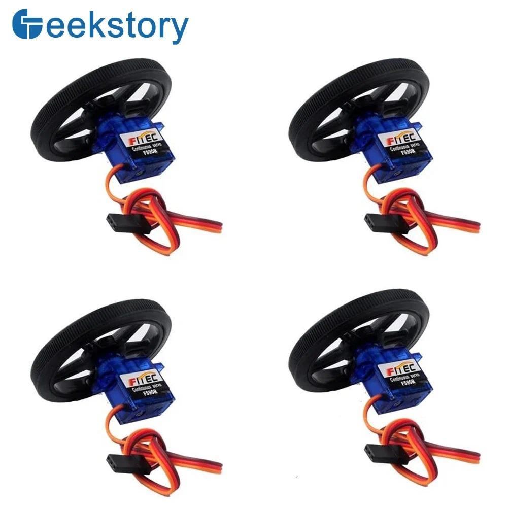 4 Sets Feete FS90R 360 Degree Continuous Rotation Micro Servo Motor + RC Tire Wheel for Arduino Micr
