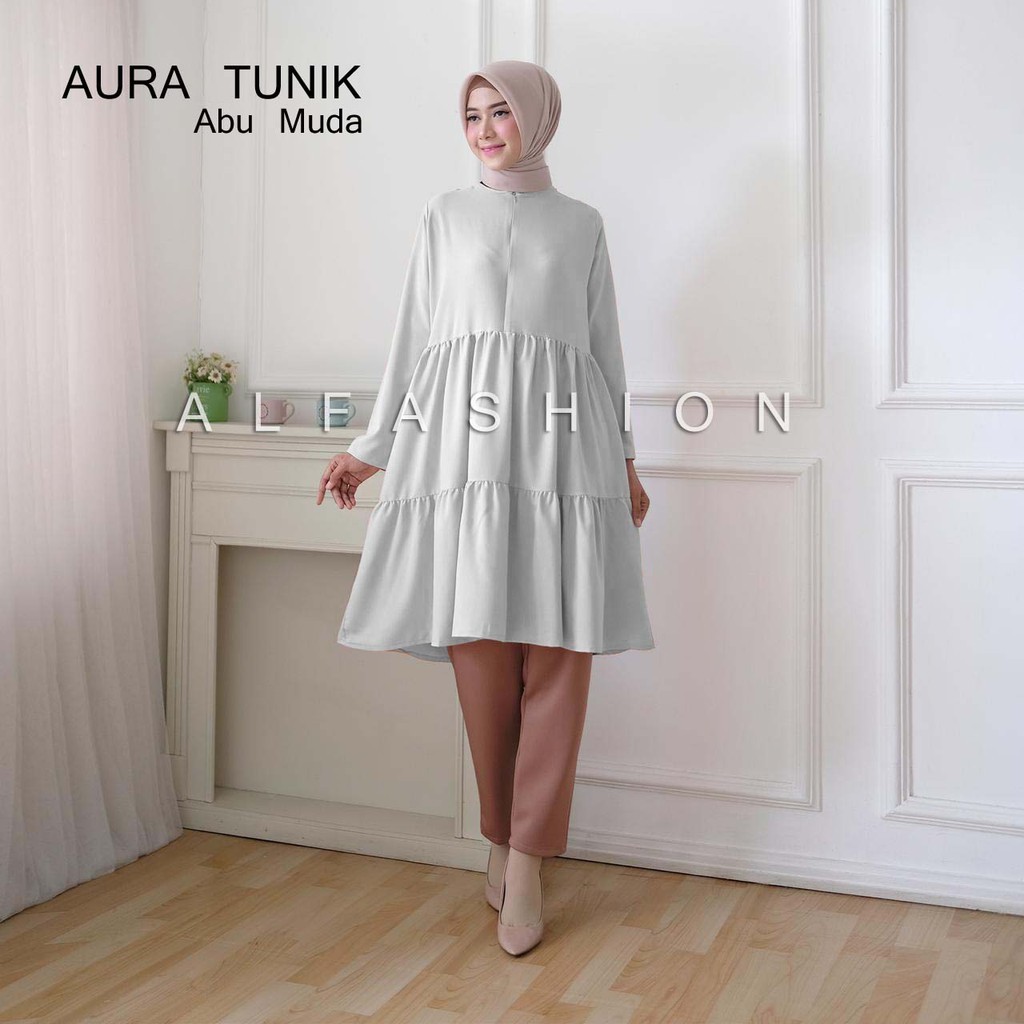 TUNIK AURA POLOS - tunik - tunik wanita - tunik muslim - atasan - atasan muslim - atasan wanita -ser
