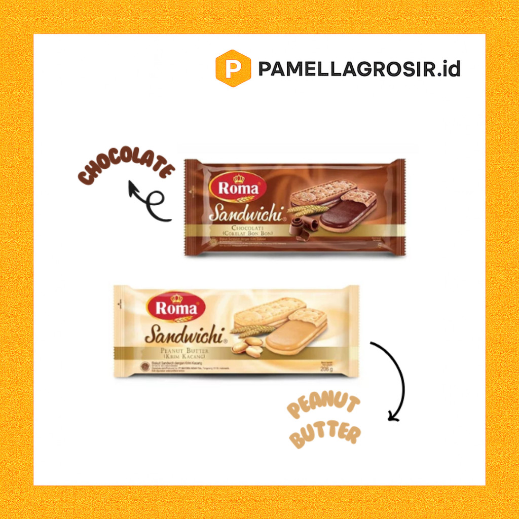 BISKUIT ROMA SANDWICH COKLAT & PEANUT