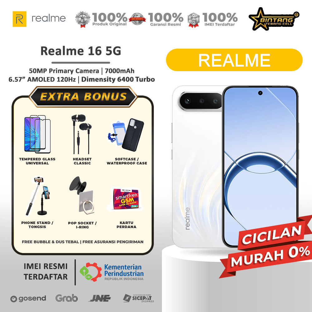 Realme 16 5G RAM 8/256GB - 12/256GB Garansi Resmi