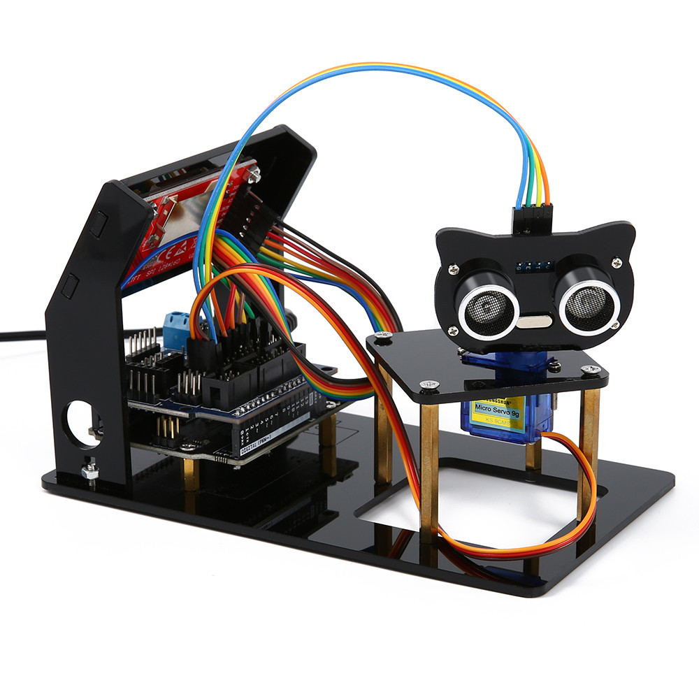Kit Robotika DIY Sensor Ultrasonik Radar Simulasi dengan R3, Layar TFT SPI 1.8", Servo sg90 untuk Ar