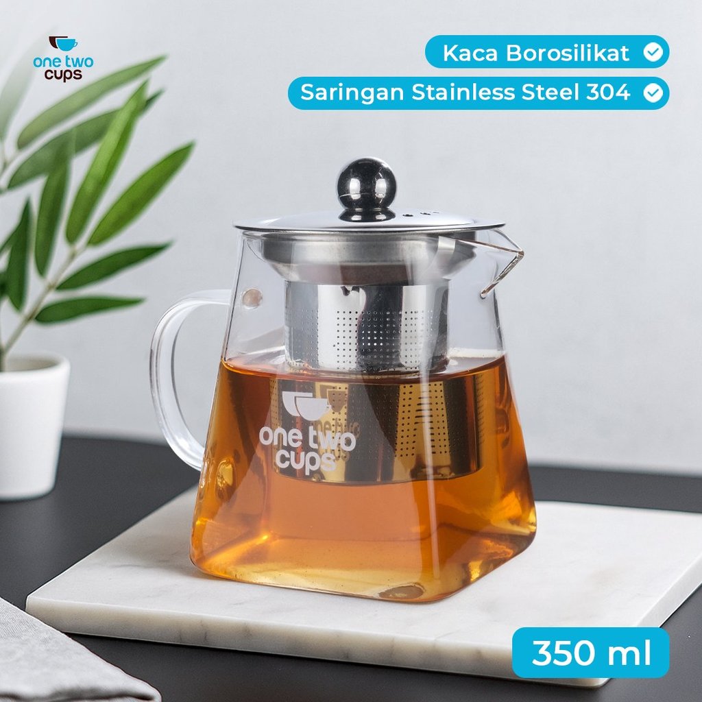 Teko Teh Kaca Borosilikat Saringan Tahan Panas Teapot 350ml - TP-761