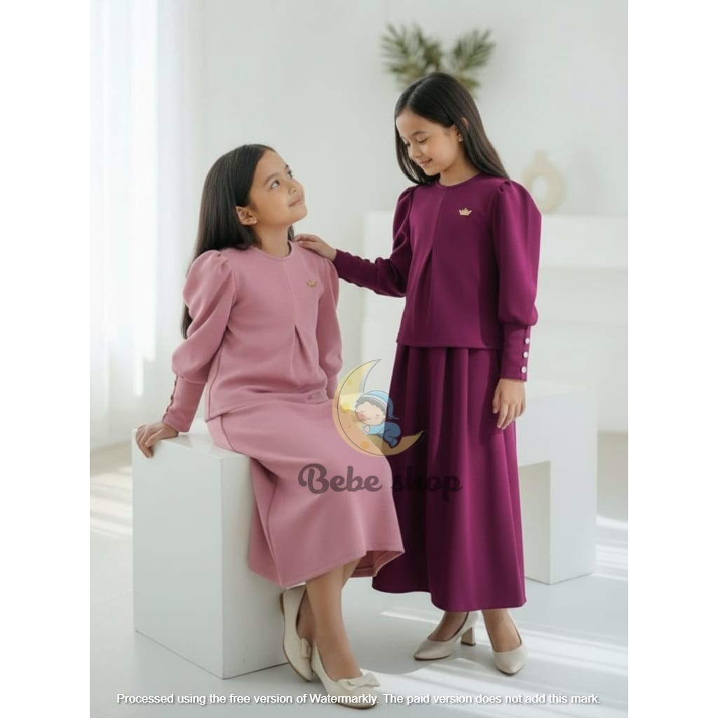 NASRIJAL  Set Rok Remaja  bahan knit japan linen premium model lengan inara untuk lebaran  usia 1 sa