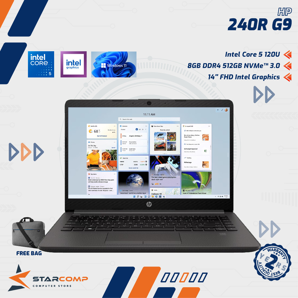 Laptop HP 240R G9 Core 5-120U 8GB SSD 512GB 14" FHD W11