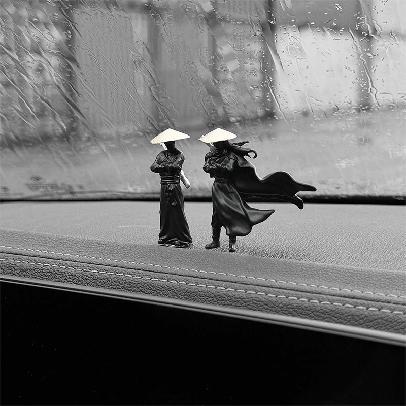 Swordsman Statue Car Dashboard Decoration Chinese Style Retro Swordsman Mininature Figurine Statue O