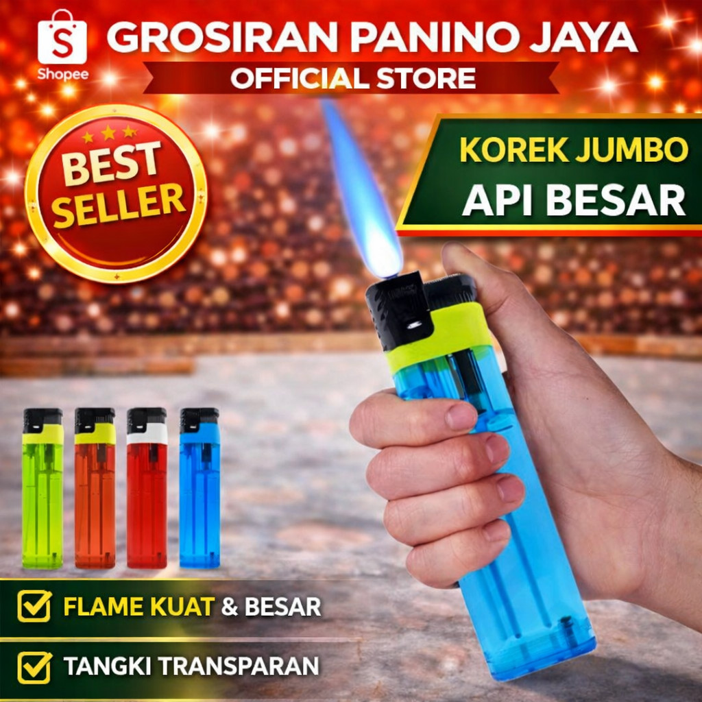 Korek Bara Jumbo Super Besar Anti Angin 1 PCS Korek Gas Api Kuat Tahan Lama