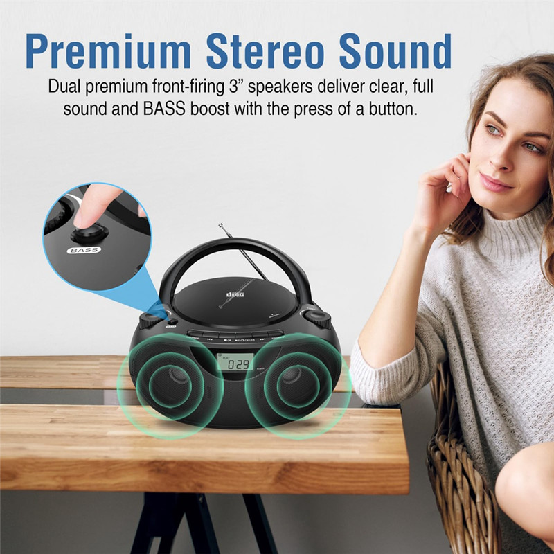 Portable CD Player Bluetooth CD Player Boombox AMFM Rao USB Port CD Player Stereo Sound Speaker Home