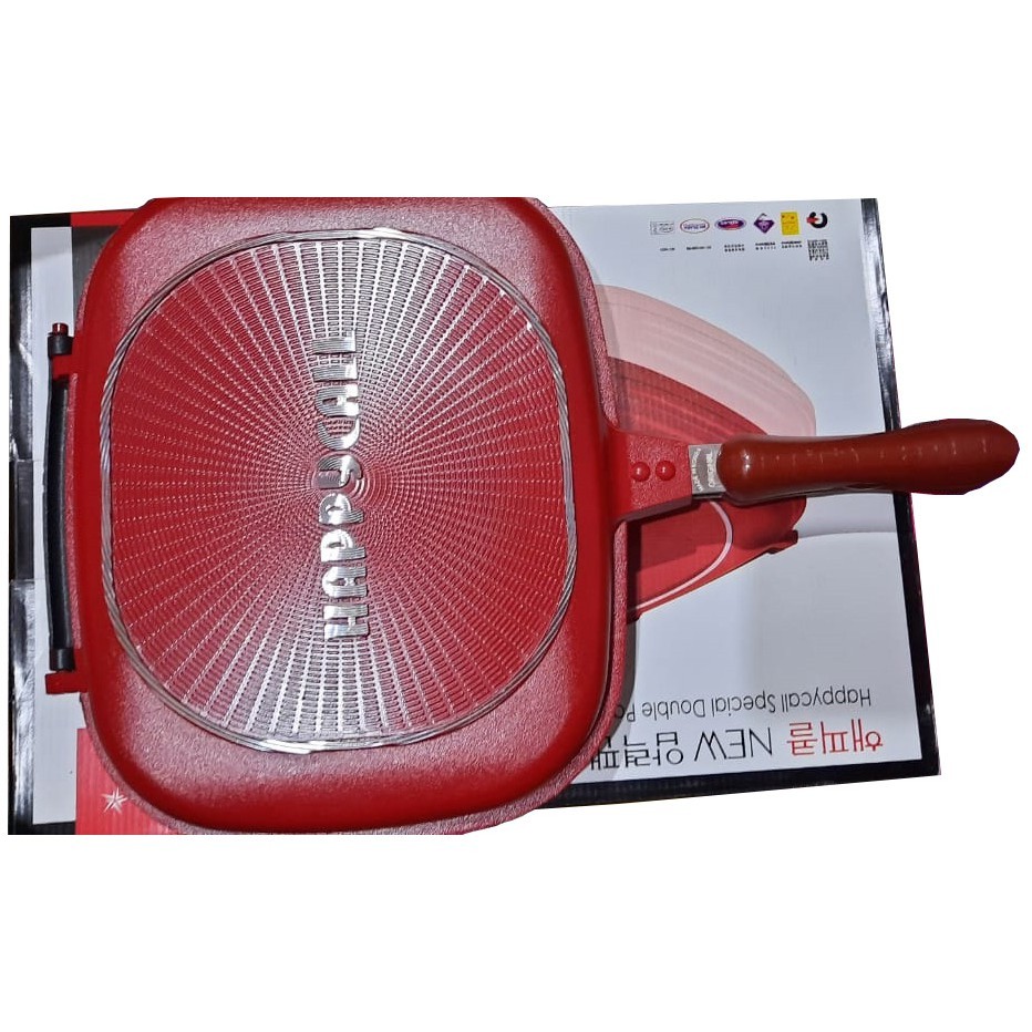 Happy Call Double Pan Jumbo Size HappyCall 32cm Free Sealer Teflon Panggang Bolak Balik Serbaguna
