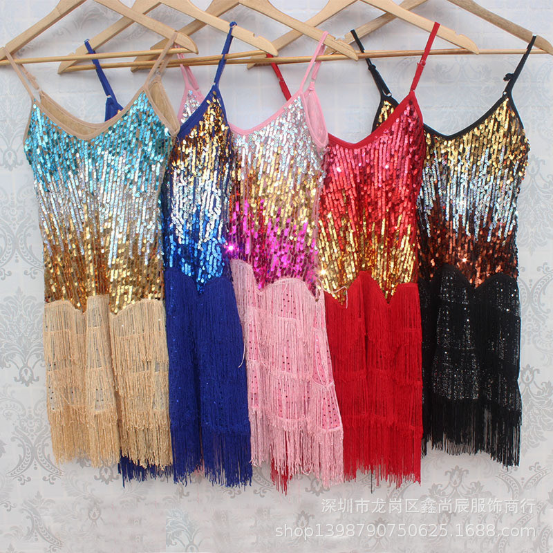 Latin Dance Performance Costume Sequin Fringe Latin Dance Dress DS Nightclub performance attire Lati