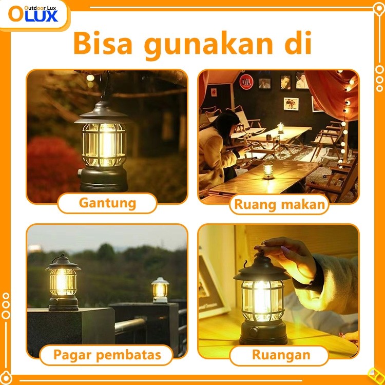 TergacorOLUX Retro Lentera Lampu Camping Gantung Retro Model Petromax / Lampu camping patromax outdo