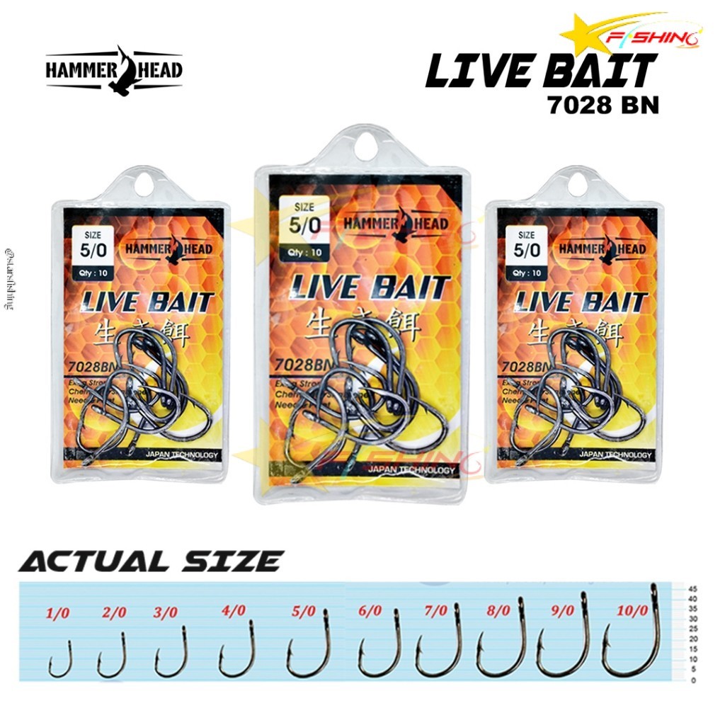 Starsfishing Kail Pancing Live Bait HAMMER HEAD 7028BN Black Nickel Single Hook