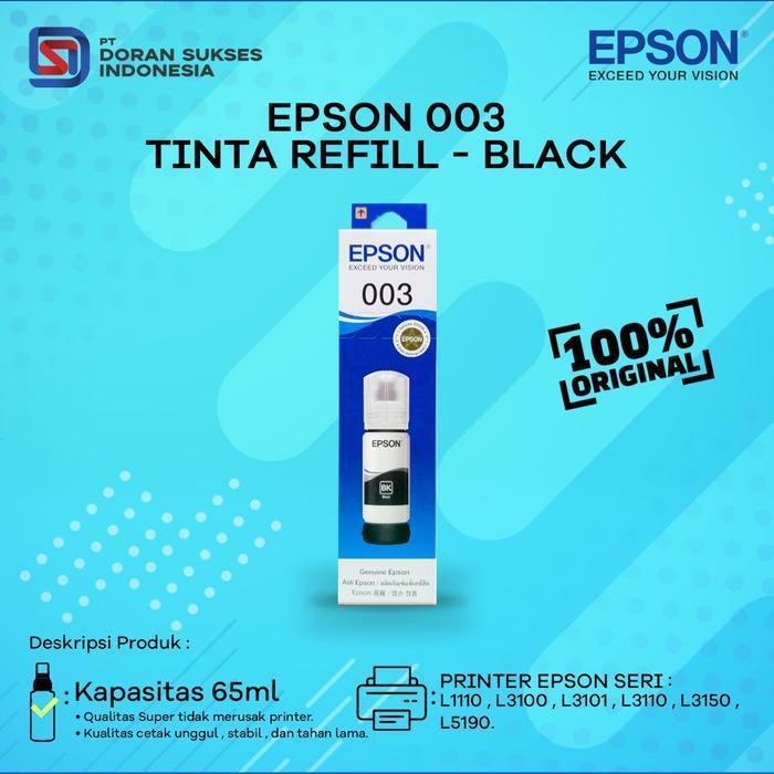 PROMO  Tinta EPSON 003 Original Refill Ink Printer L3110 L3150 L 3110 L 3150 - Black