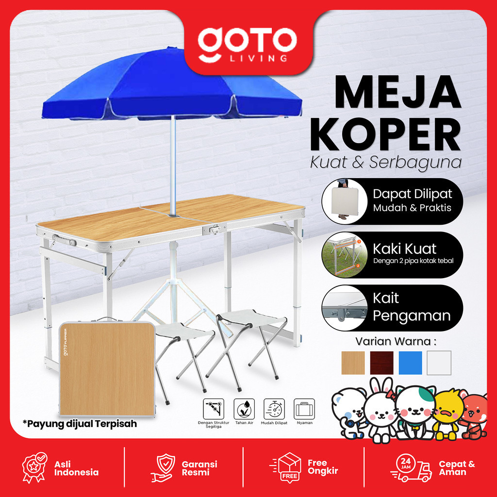 Goto Flipper Table Meja Makan Lipat Set Koper Camping Outdoor Portable